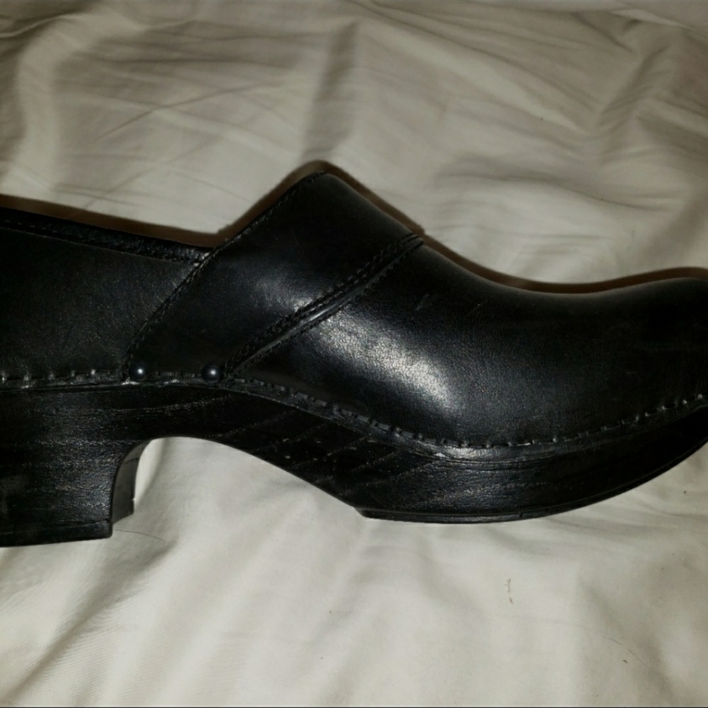 Dansko Prima black leather clogs
